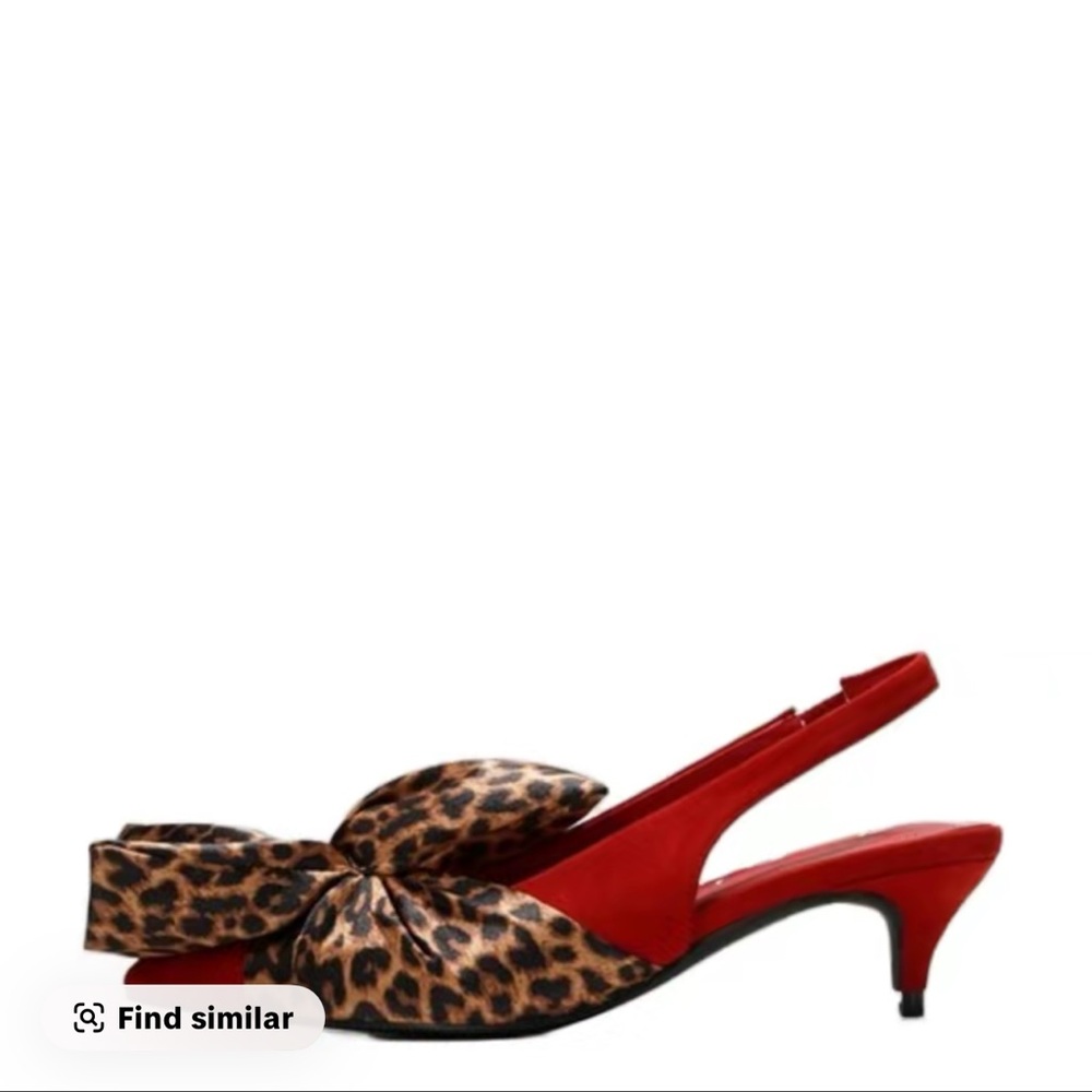 Leopard Print Red Slingback Heels